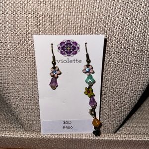 Unique Vintage Beaded Asymmetrical Earrings #466 Handmade by Violette Grace